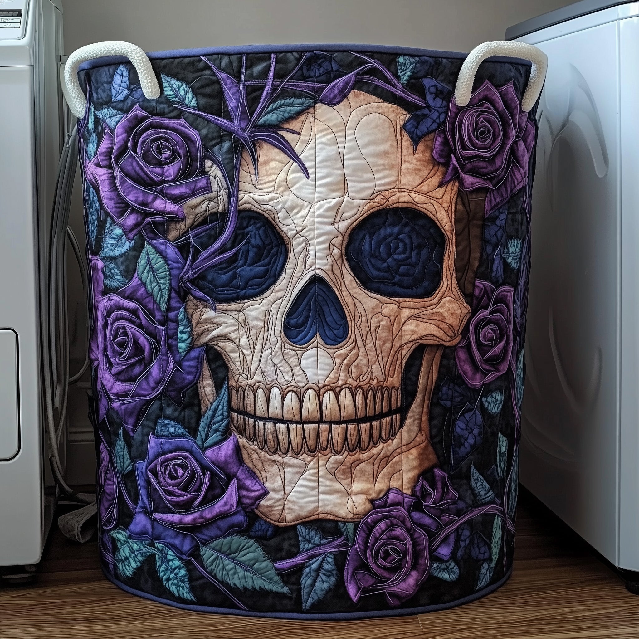 Dark Elegance Quilted Laundry Basket Thanksgiving Merch Gift