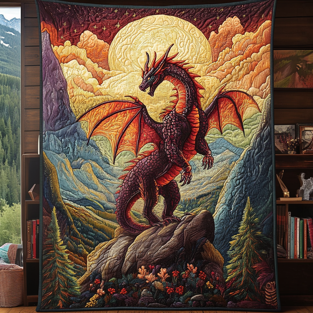 Dark Ember Quilted Blanket Best Throw Blanket Unusual Dragon Gifts