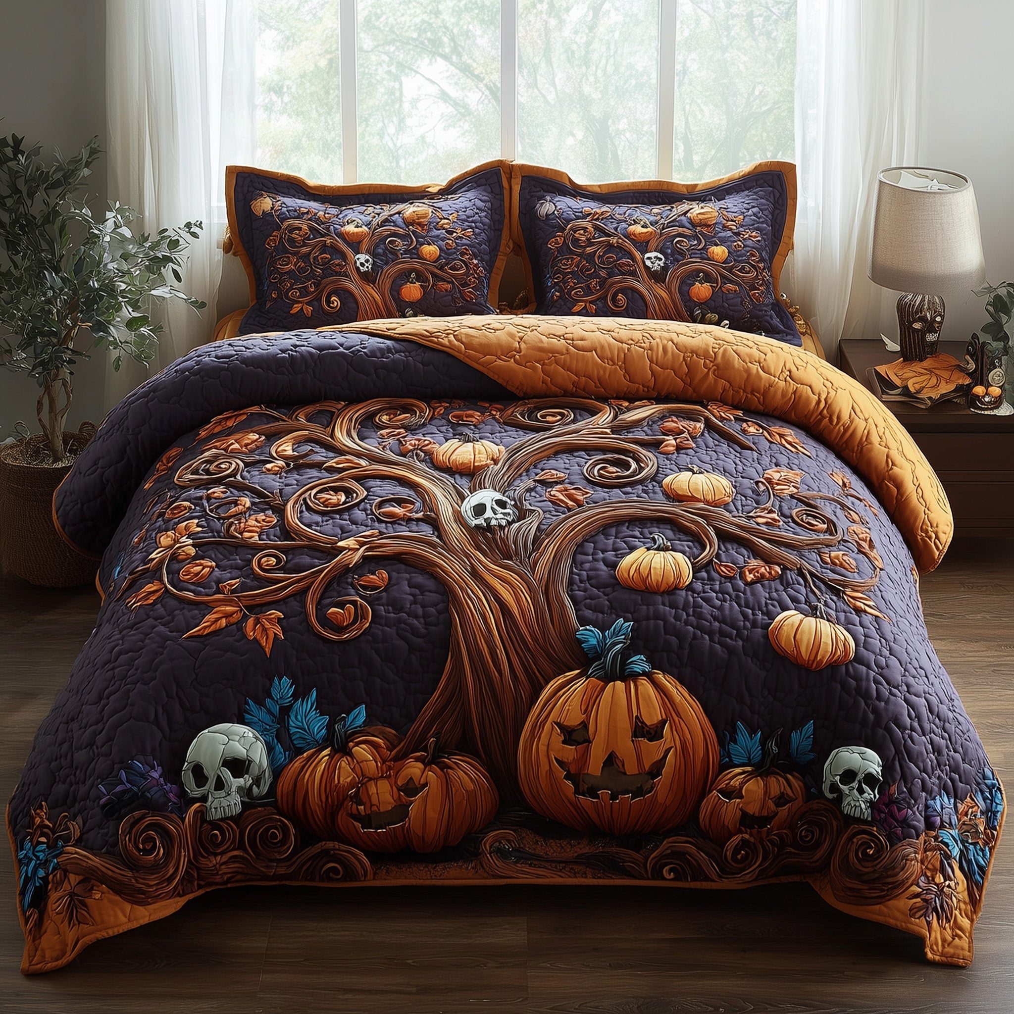 Dark Enchantment Quilted Bedding Set Microfiber