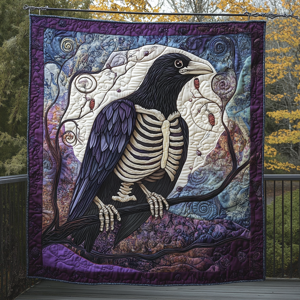 Dark Feathered Guardian Quilted Blanket Gift Ideas For Raven Bird Lovers