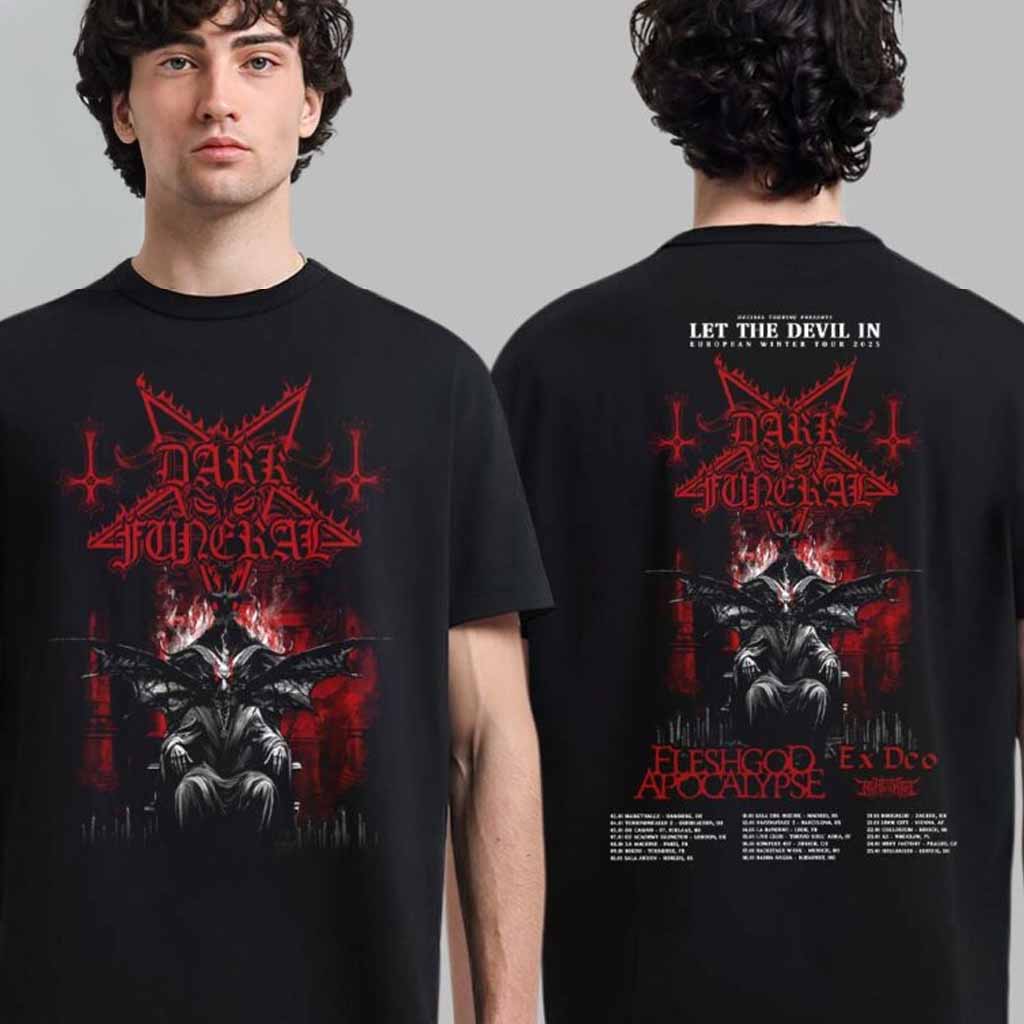 Dark Funeral Let The Devil In European Winter Tour 2025 Schedule Tour Date T-Shirt  Gifts For Boyfriend Dark Funeral Let The Devil In European Winter Tour 2025 Schedule Tour Date T-Shirt  Gifts For Boyfriend