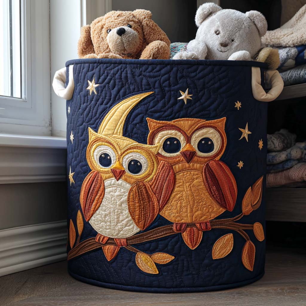 Dark Hooter Quilted Laundry Basket Lovely Quilted Laundry Basket Gift for Mom or Grandma