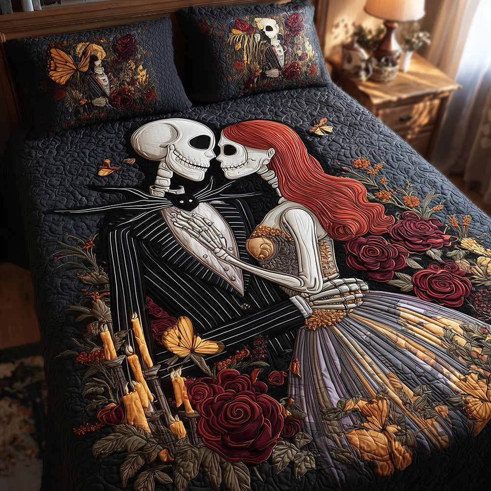 Dark Lovers Quilted Bedding Set Halloween Bed Spread Best Gifts For Family