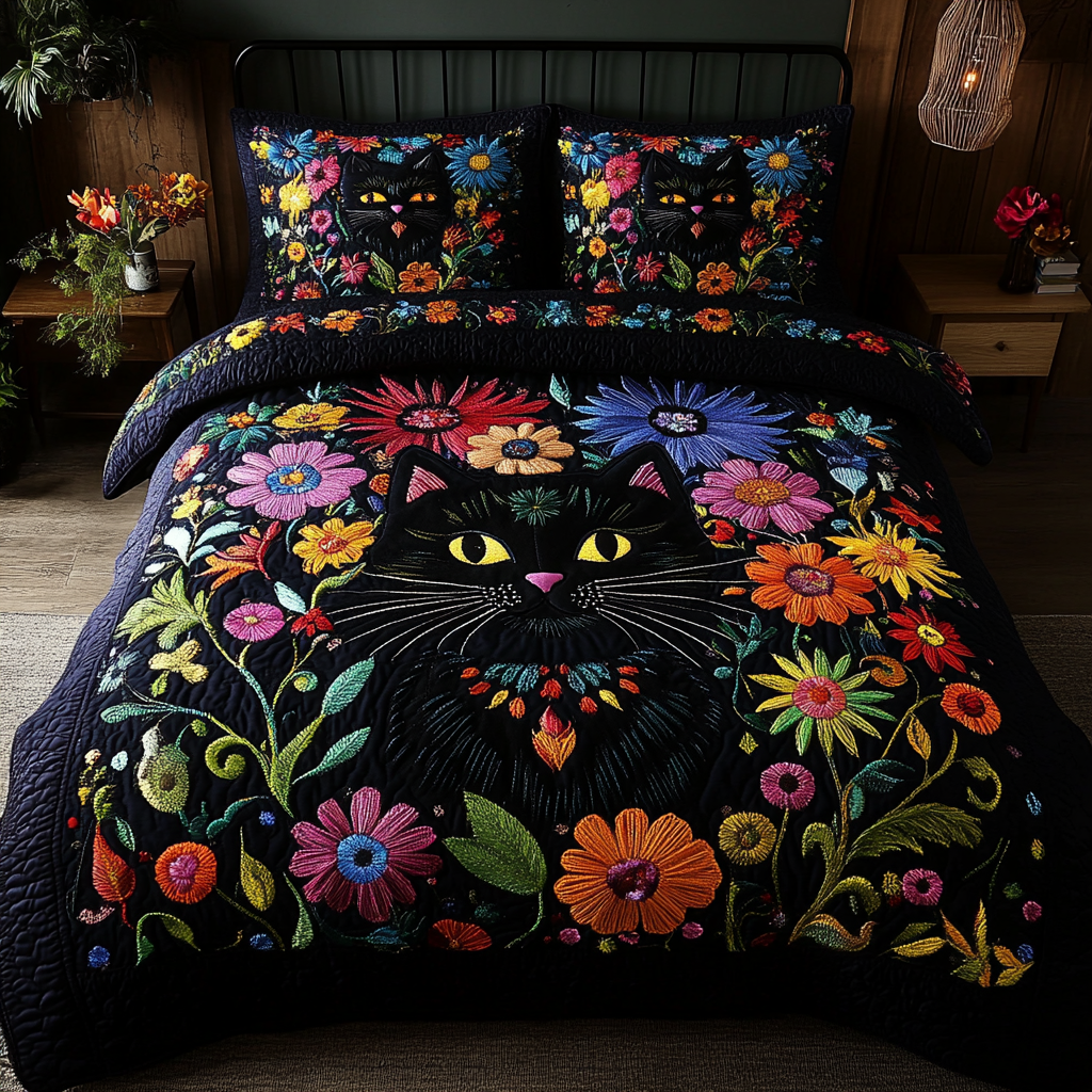 Dark Meadow Quilted Bedding Set Best Comforter Sets Cat Dad Christmas Gifts