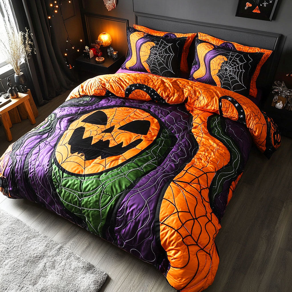 Dark Nightmare Quilted Bedding Set Halloween Bed Spread Owl Gifts For Adults