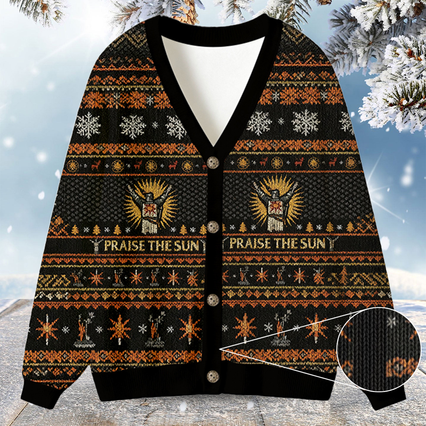 Dark Souls Praise The Sun Ugly Cardigan Sweatshirt Silly Xmas Outfits Christmas Gift For Wife