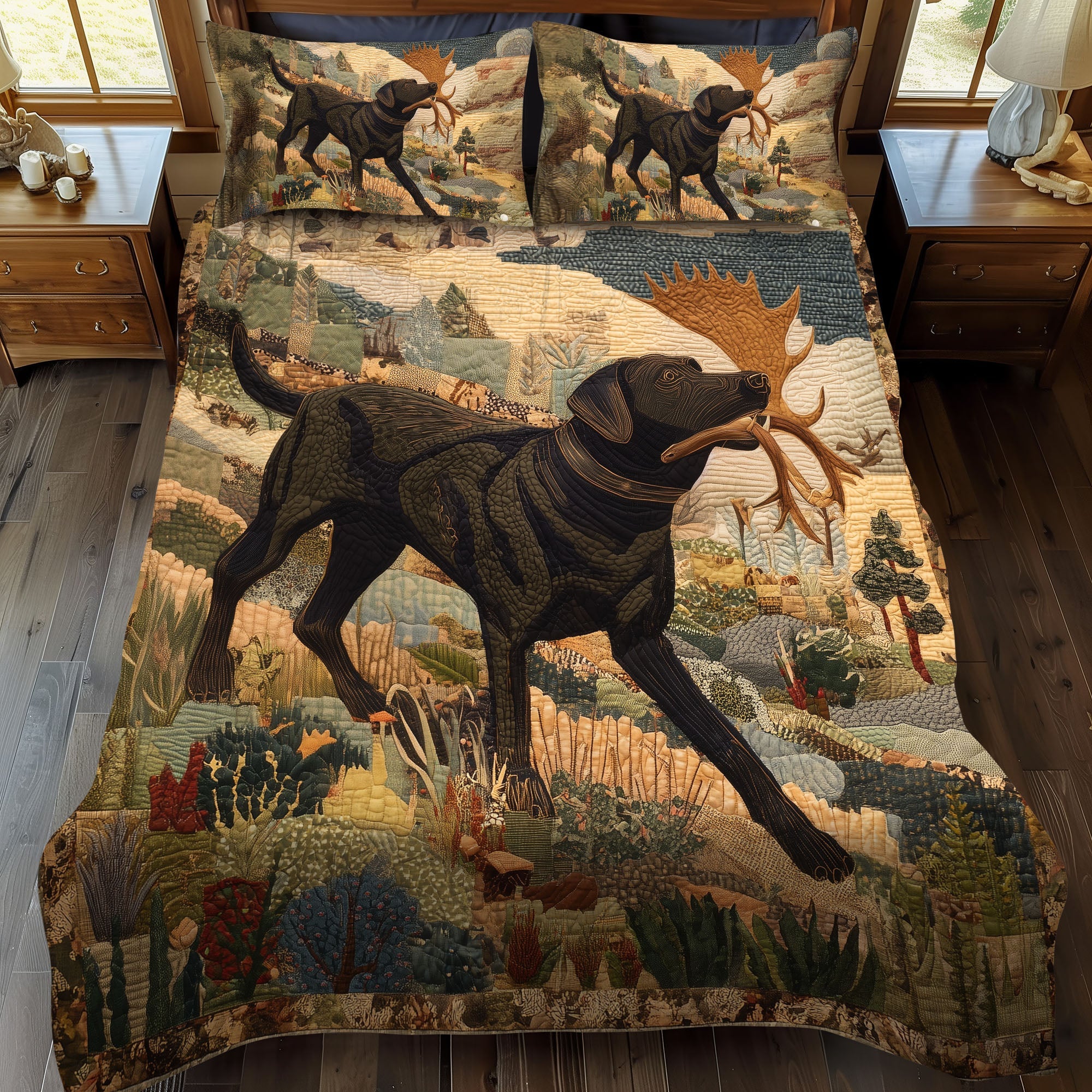 Dark Trailblazer Quilted Bedding Set Best Comforter Sets Labrador Gifts For Him Her