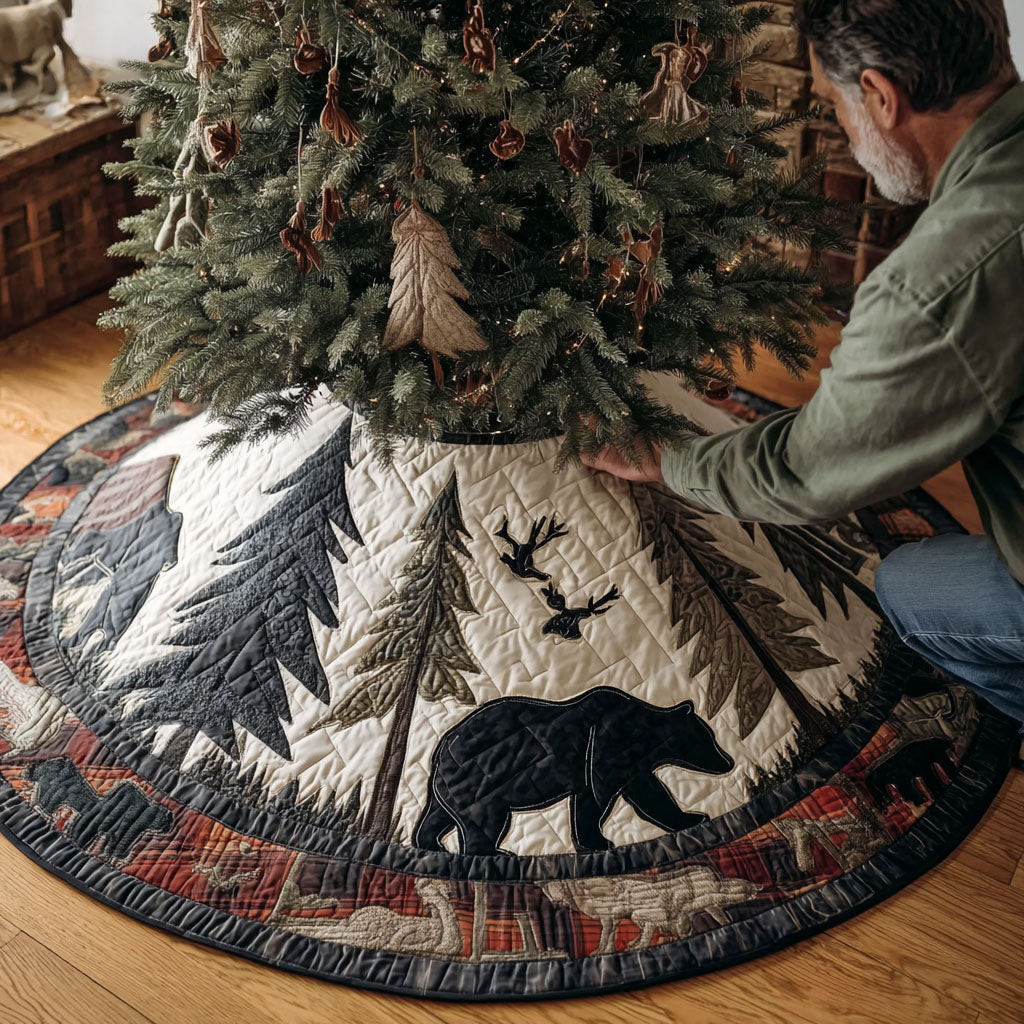 Darkwood Trophy Christmas Quilted Tree Skirt Xmas Tree Skirt Bear Lover Christmas Gifts