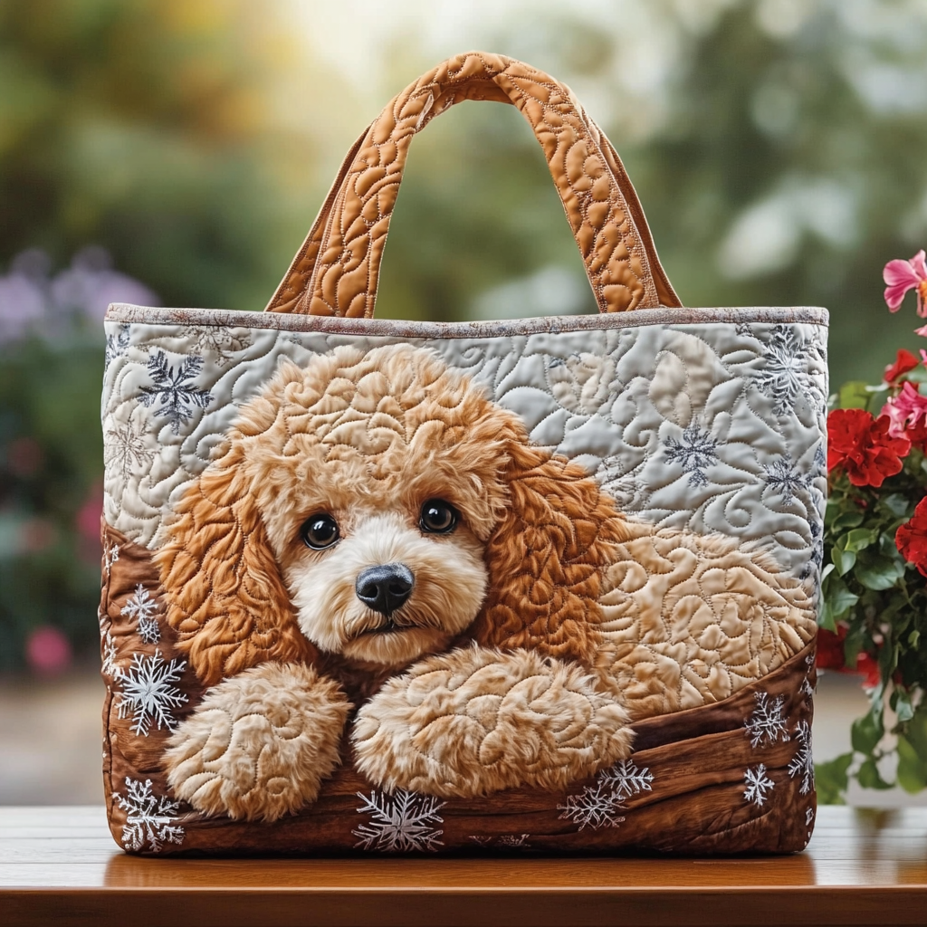 Darling Poodle Quilted Tote Bag Christmas Presents For Dog Owners