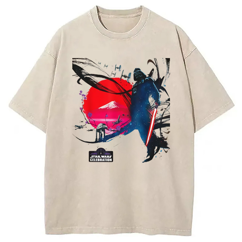 Darth Vader Japanese Vintage Washed T-Shirt Retro Humor Graphic Top Gifts For Brother Darth Vader Japanese Vintage Washed T-Shirt Retro Humor Graphic Top Gifts For Brother