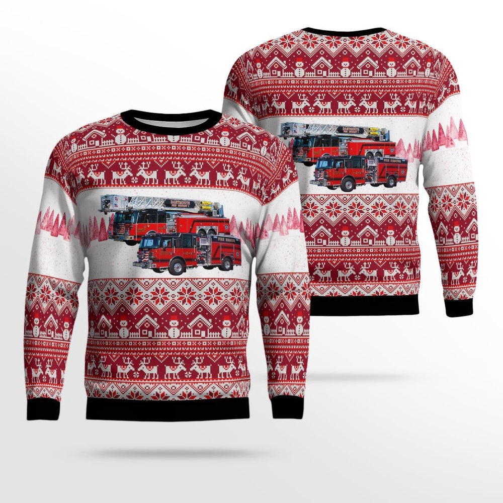 Dartmouth Massachusetts Dartmouth Fire District AOP Ugly Sweater Xmas Unisex Sweater Christmas Gifts For Men Women
