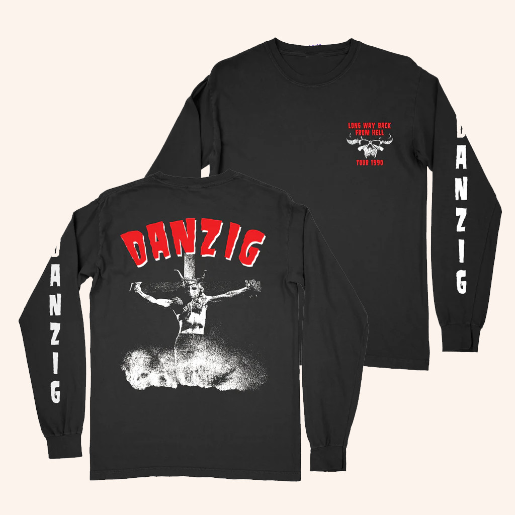 Das Bootleg 13 Merch Danzig Back From Hell 1990 Black Long Sleeve Shirt Gifts For Music Fans