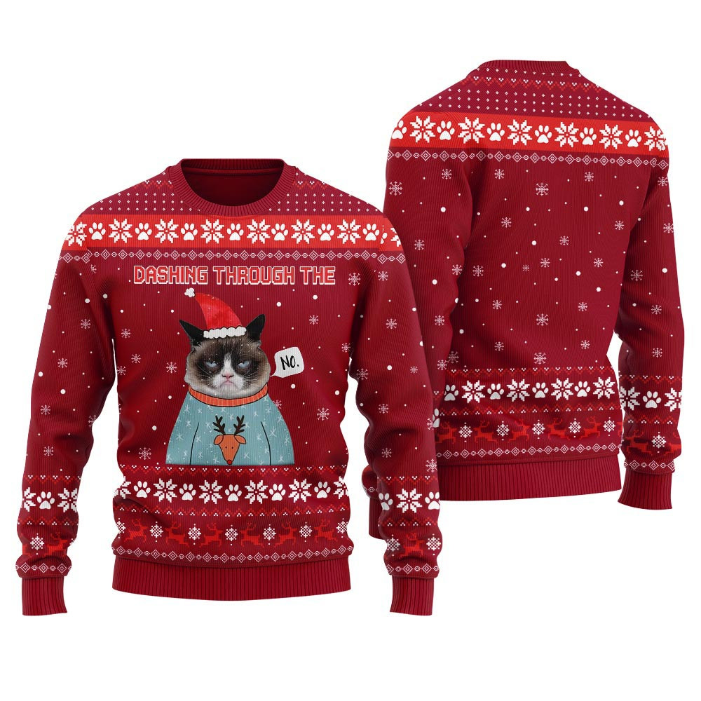 Dashing Through The No Custom Face Ugly Christmas Sweater Cute Sweaters For Christmas