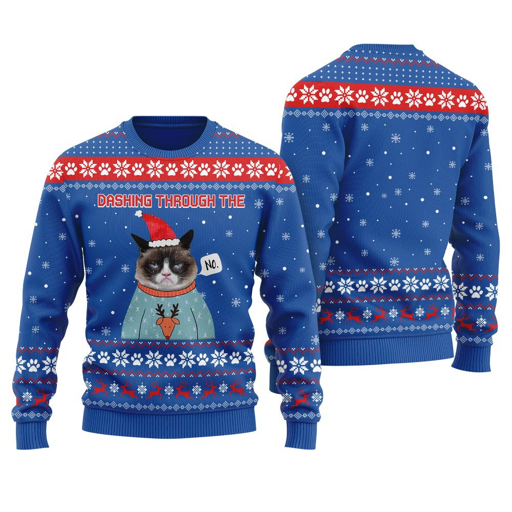 Dashing Through The No Custom With Picture Womens Ugly Sweater Best Christmas Sweaters