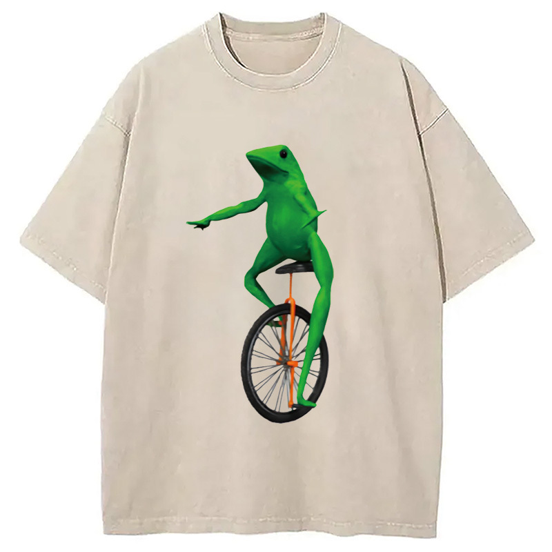 Dat Boi Fog on Unicycle Washed T-Shirt Unique Aesthetic Fashion Tee Gifts For Him