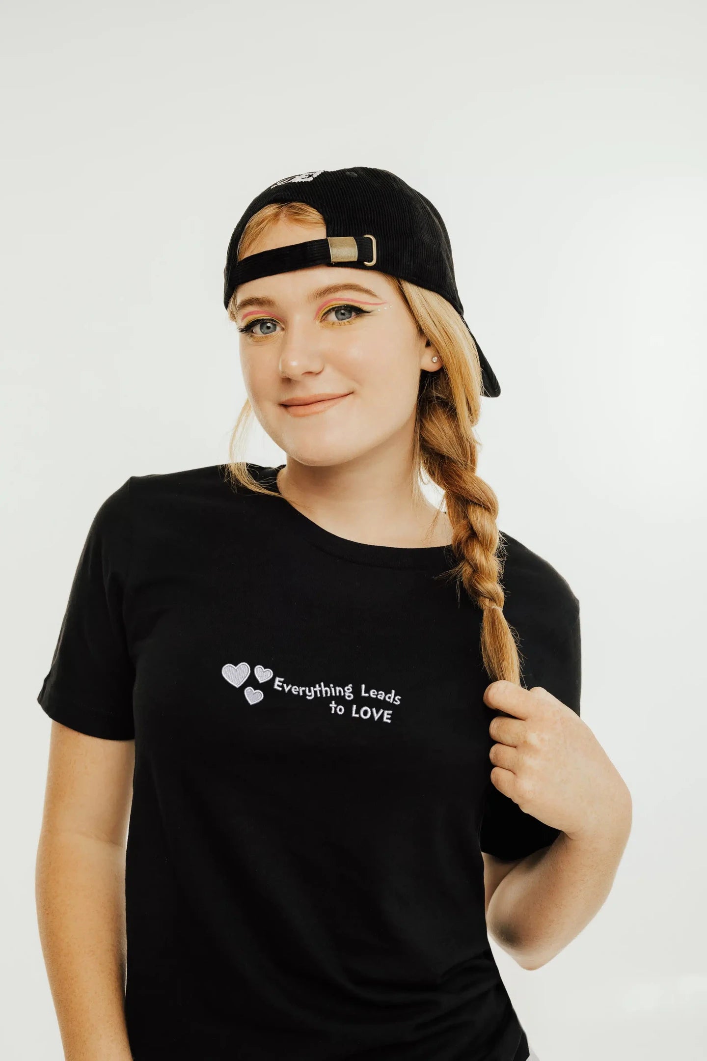 Date Everything Merch Embroidered Everything Leads To Love Black T-Shirt Gifts For Girlfriend Date Everything Merch Embroidered Everything Leads To Love Black T-Shirt Gifts For Girlfriend