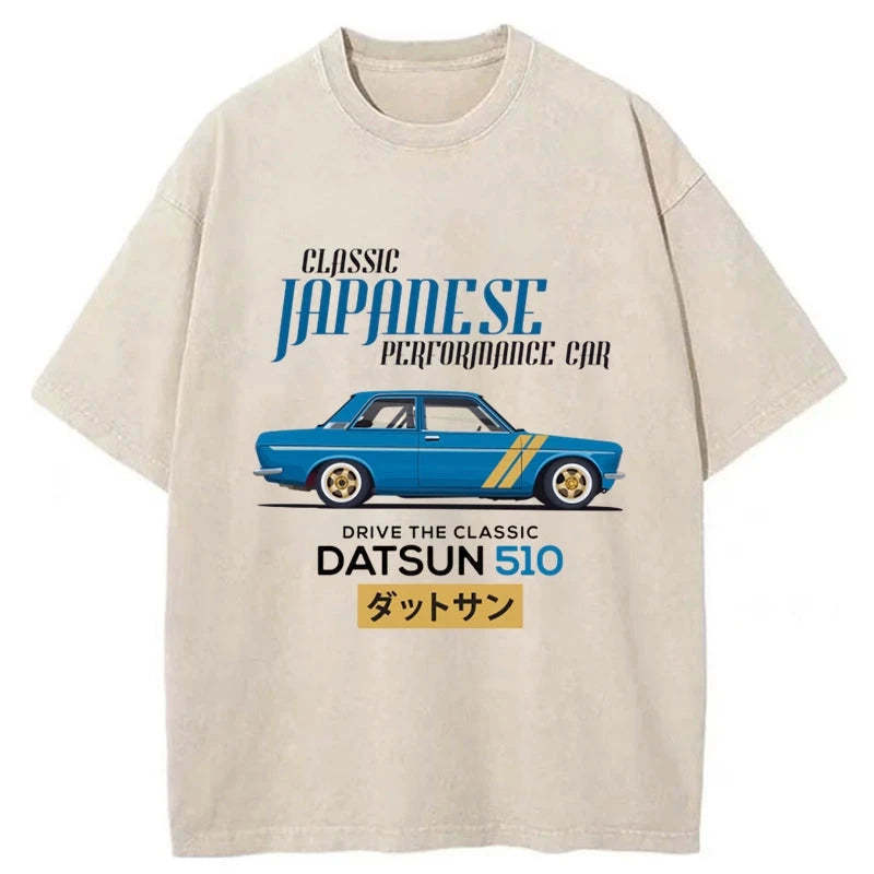 Datsun 510 - Classic Japanese Car Washed T-Shirt Trendy Everyday Casual Outfit Gifts For BFF
