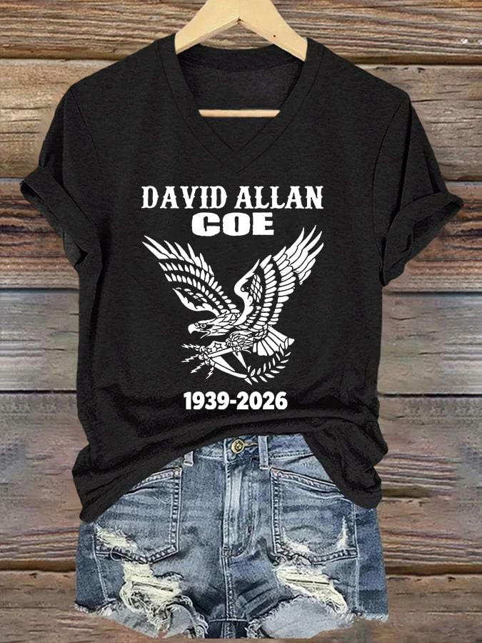 David Allan Coe Merch 1939-2026 V-Neck T-Shirt Gift For Music Addicts