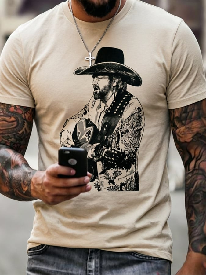 David Allan Coe Merch Cowboy Playing Guitar T-Shirt Gifts For Husband