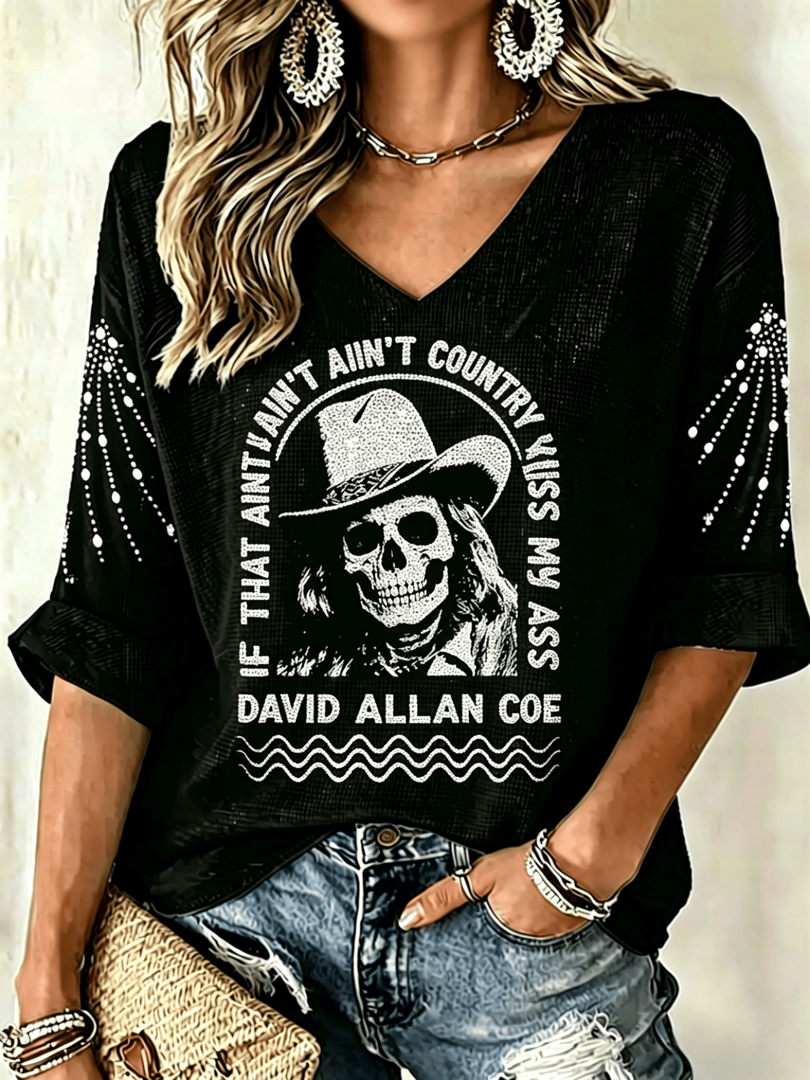 David Allan Coe Merch If That Ain't Country V-Neck Long Sleeve Shirt Music Fan Gift