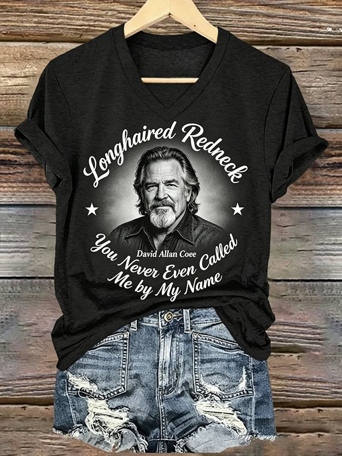 David Allan Coe Merch Longhaired Redneck V-Neck T-Shirt Gifts For Boyfriend