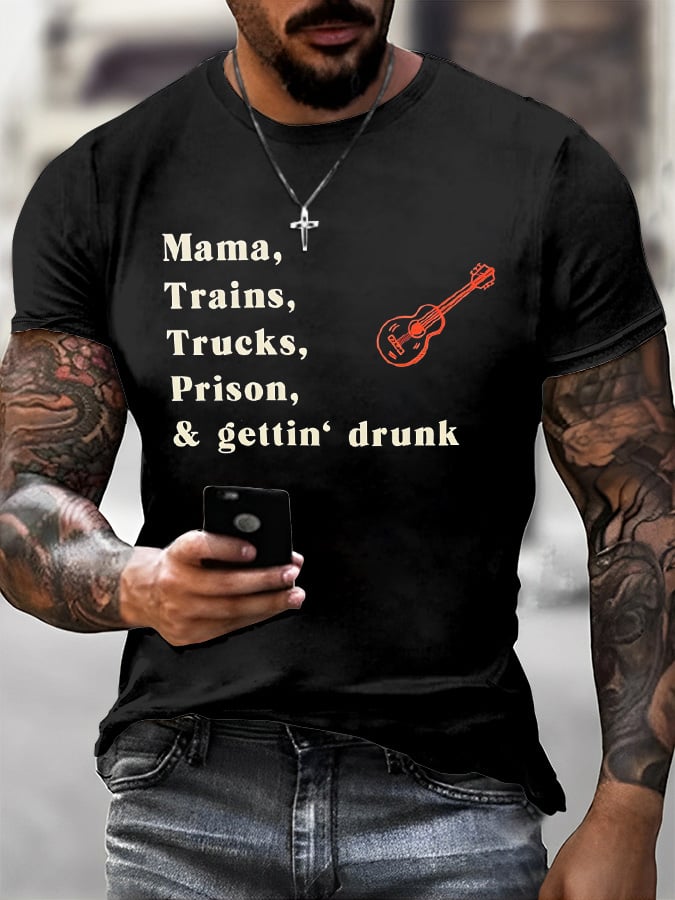 David Allan Coe Merch Mama Trains Trucks Prison & Gettin Drunk T-Shirt Gifts For Men