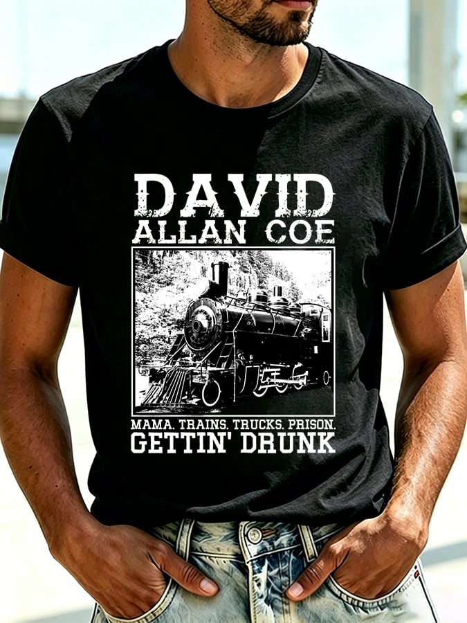 David Allan Coe Merch Mama Trains Trucks Prison T-Shirt Music Enthusiast Gift