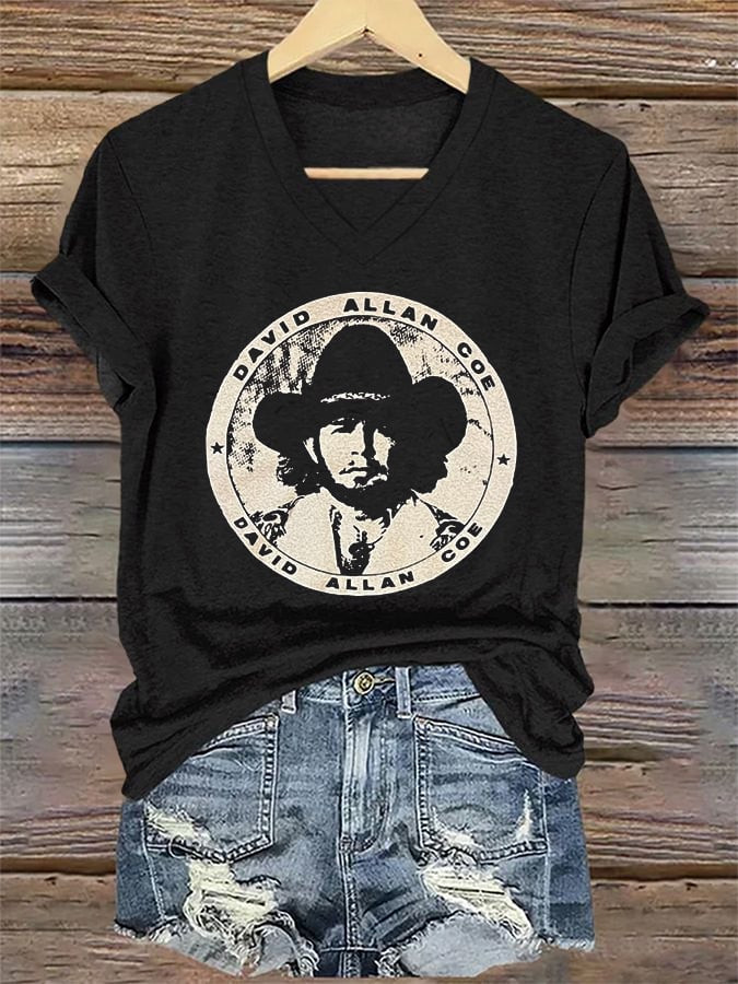 David Allan Coe Merch You Never Even Called Me By My Name Lyric V-Neck T-Shirt Music Lover Present