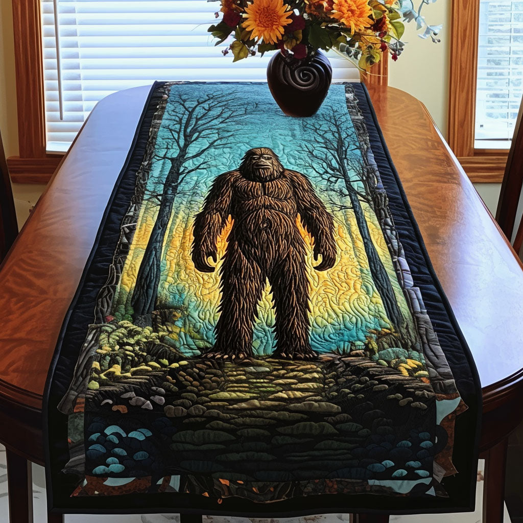 Dawn of the Sasquatch Quilted Table Runner Dining Room Table Decor Gifts For Sasquatch Lovers