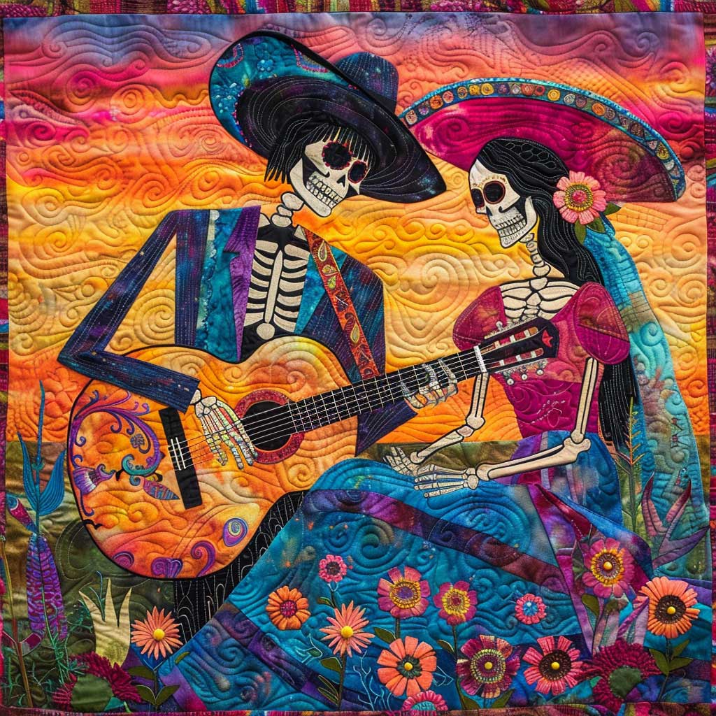 Day Of The Dead Quilt Blanket Best Blankets Christmas Gifts For Couples