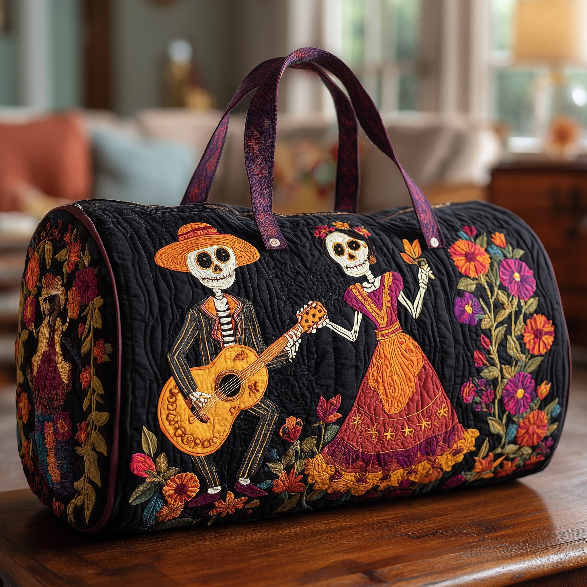 Day Of The Dead Quilted Duffle Bag For Carry On Use
