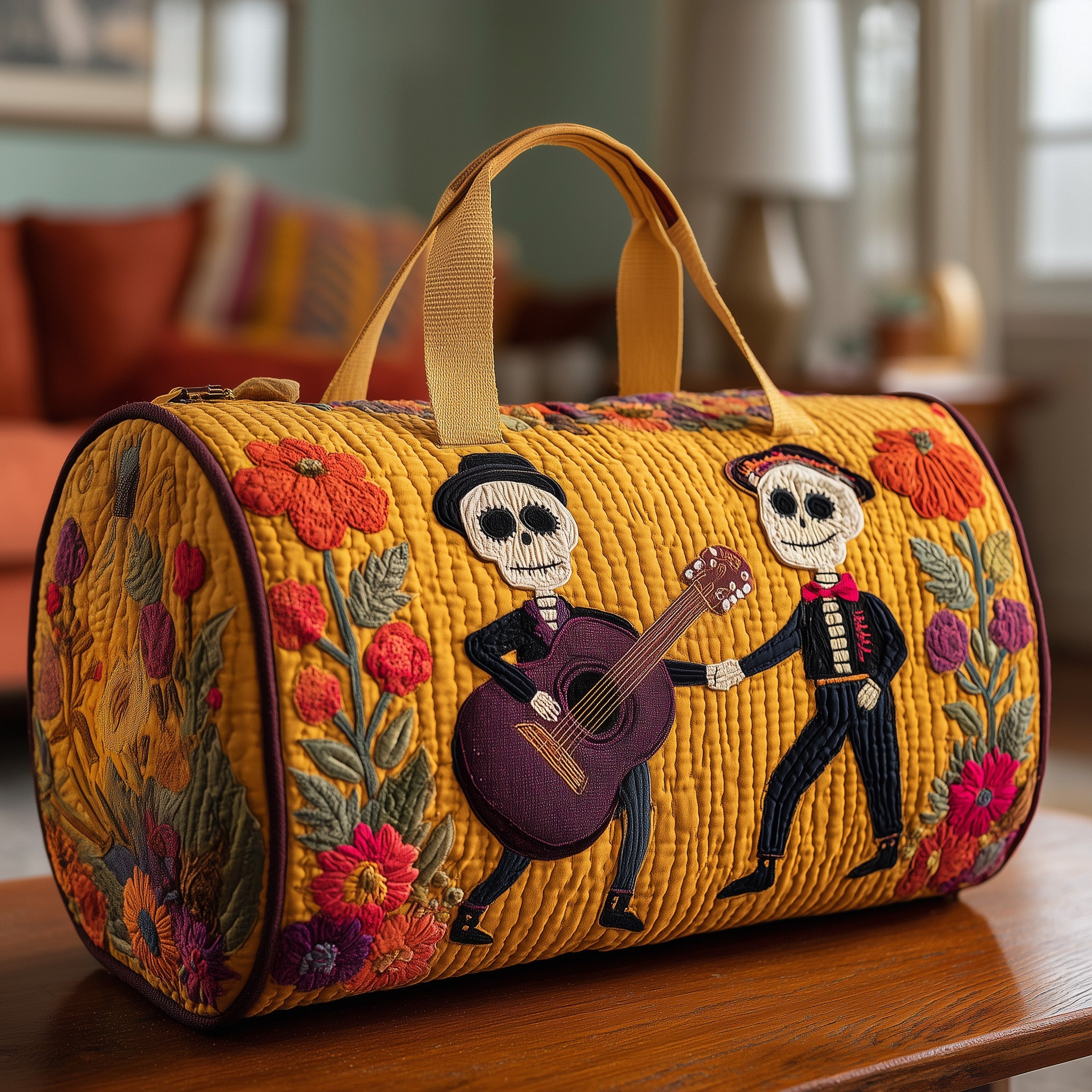 Day Of The Dead Quilted Duffle Bag For Outdoor Activities