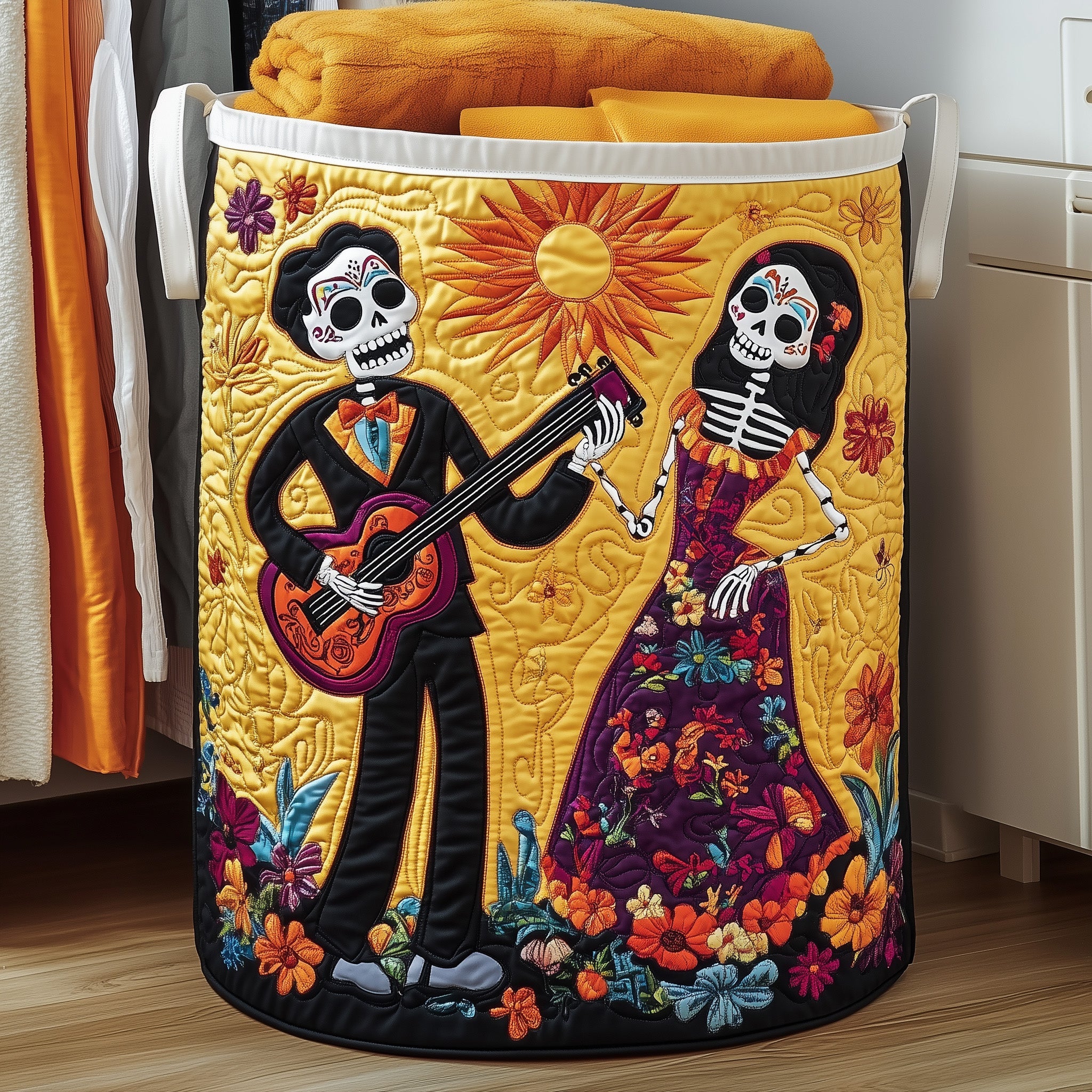 Day Of The Dead Quilted Laundry Basket Merch For Dad