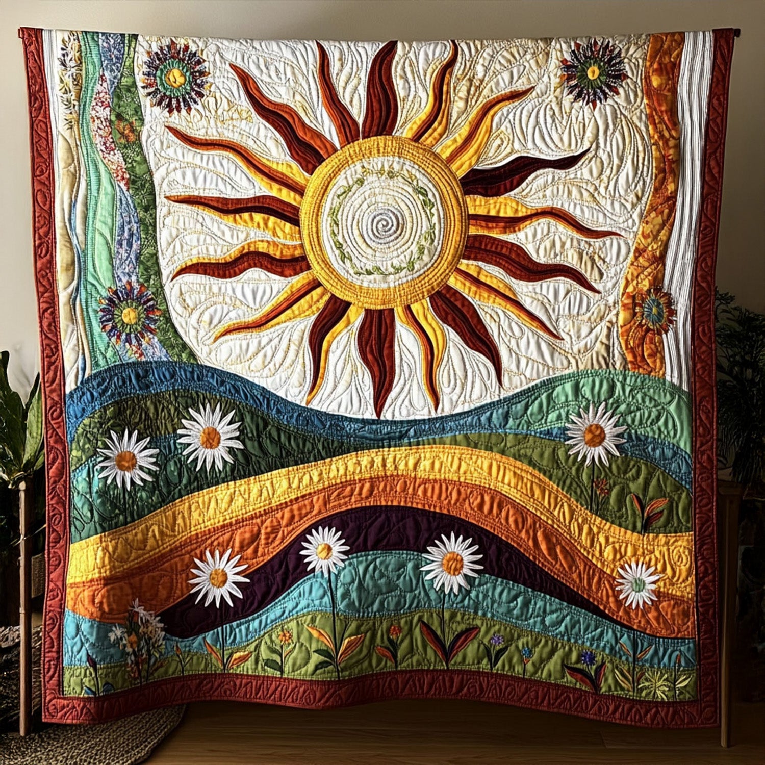 Daydream Fields Quilted Blanket Holiday Throw Blanket Best Gifts For Hippie Friends