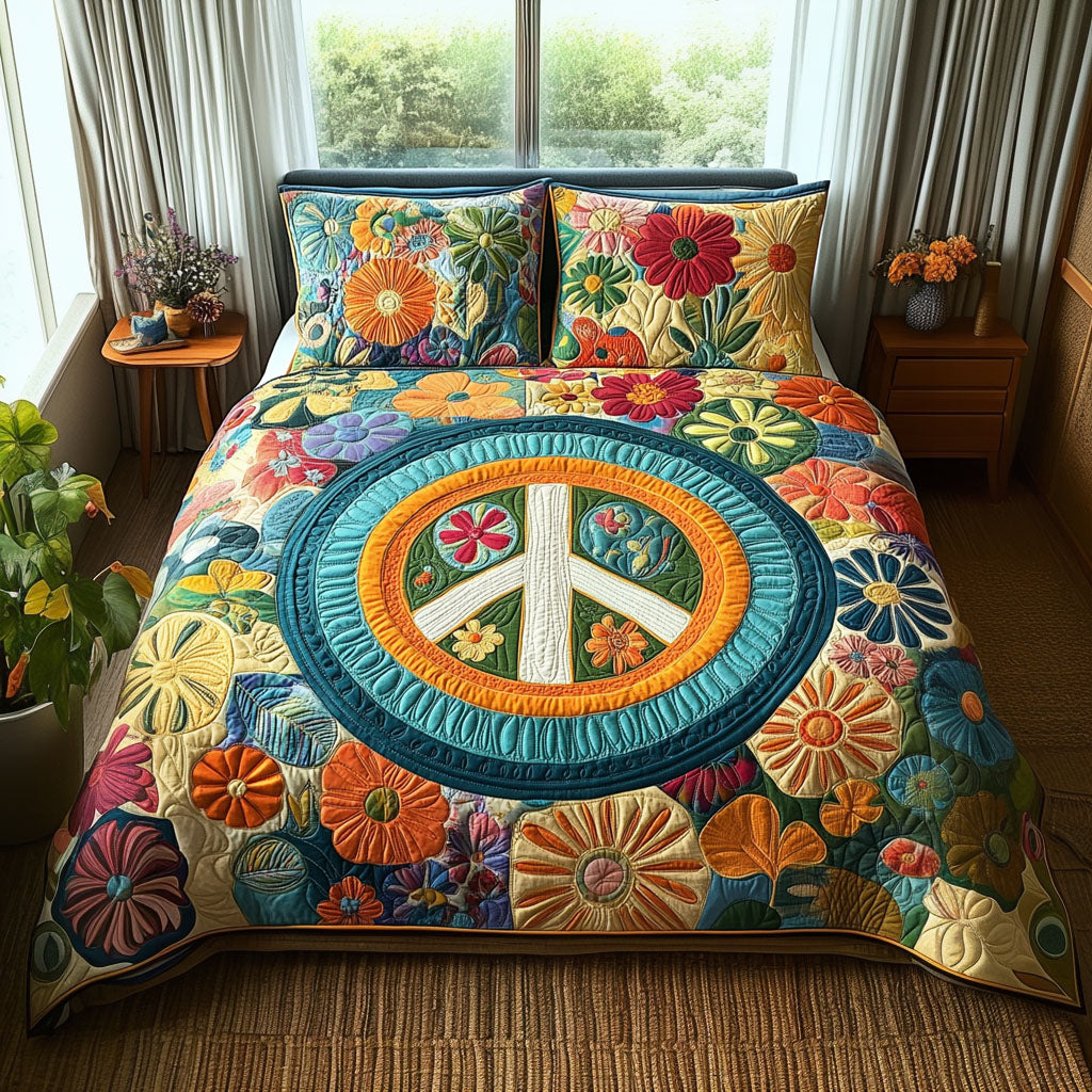Daydream Radiance Quilted Bedding Set Cute Room Decor Birthday Gift For Hippie Friend