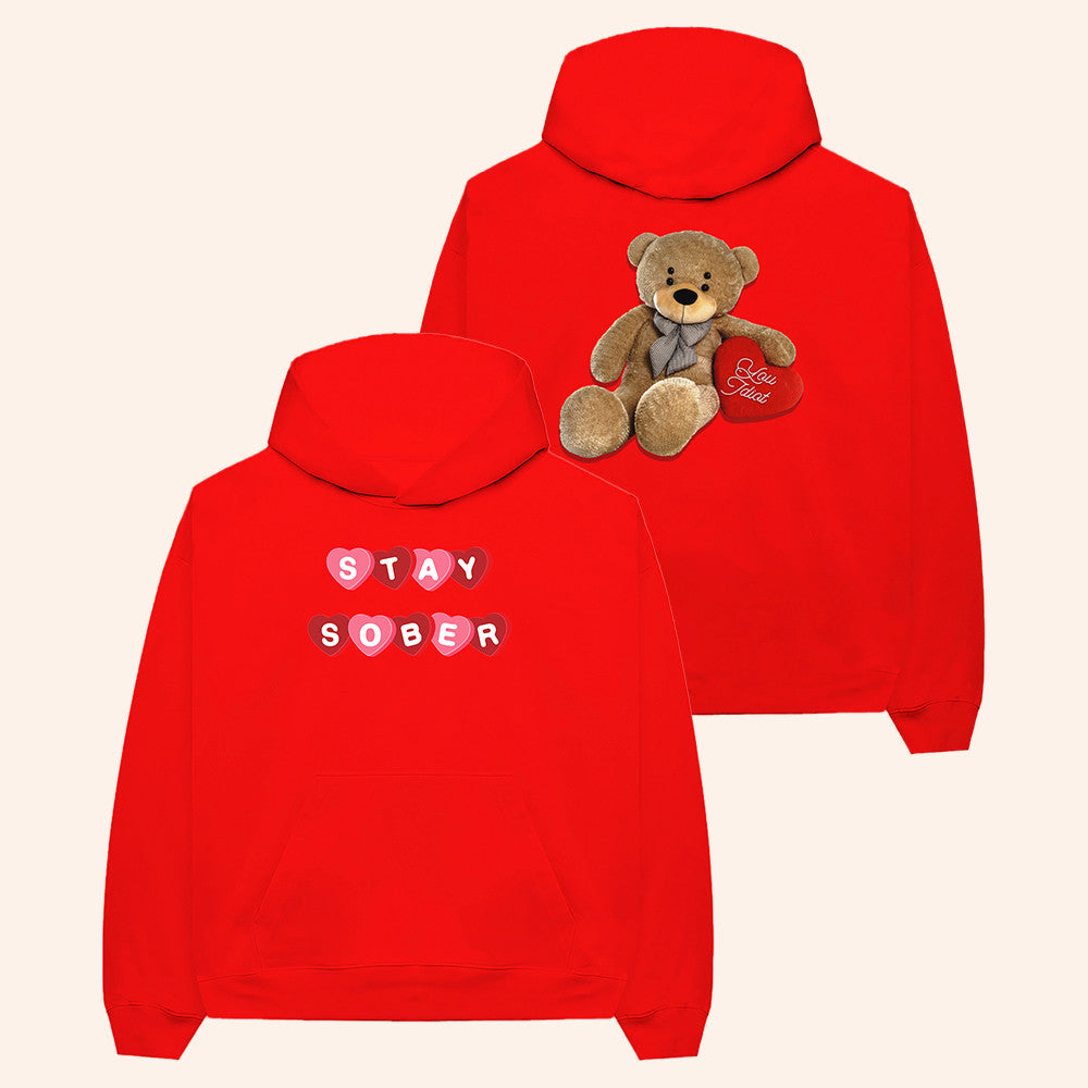Daydrian Harding Merch Valentine's Teddy Stay Sober Red Hoodie Gifts For Him Her