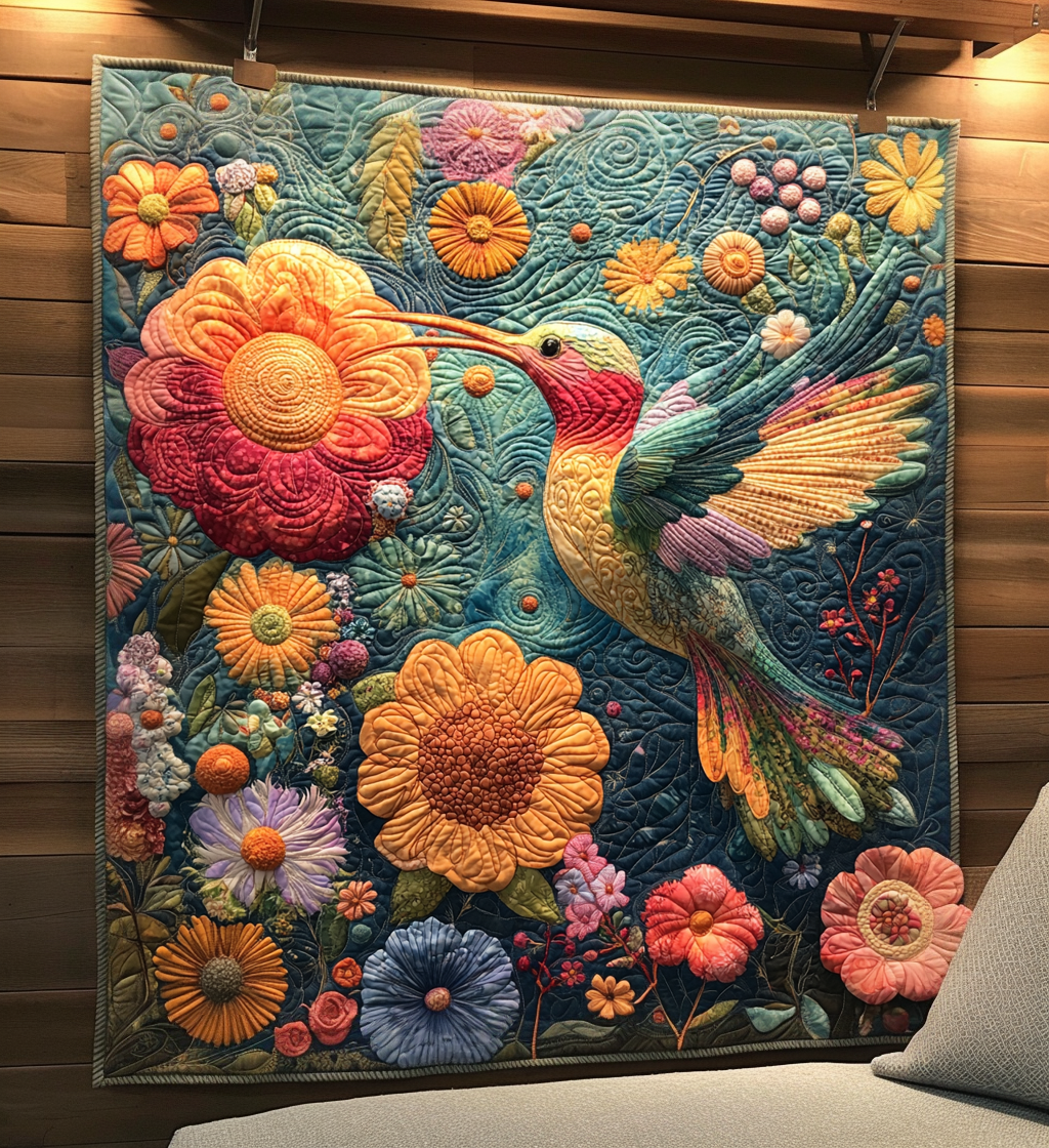 Daylight Hummingbird Quilted Blanket Gifts For Hummingbird Lovers