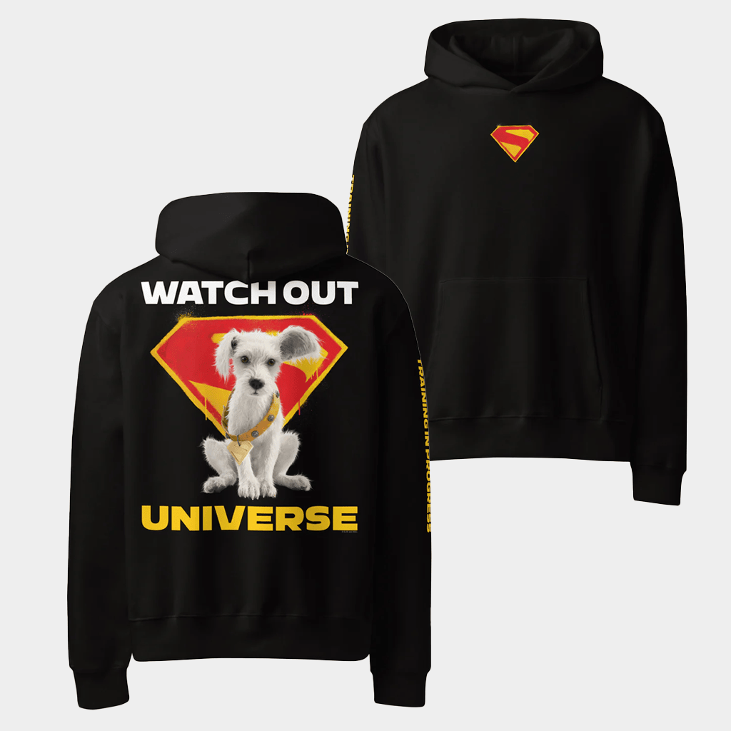 DC Merch Supergirl 2026 Puppy Krypto Hoodie Watchout Universe Hoodie Gifts For BFF