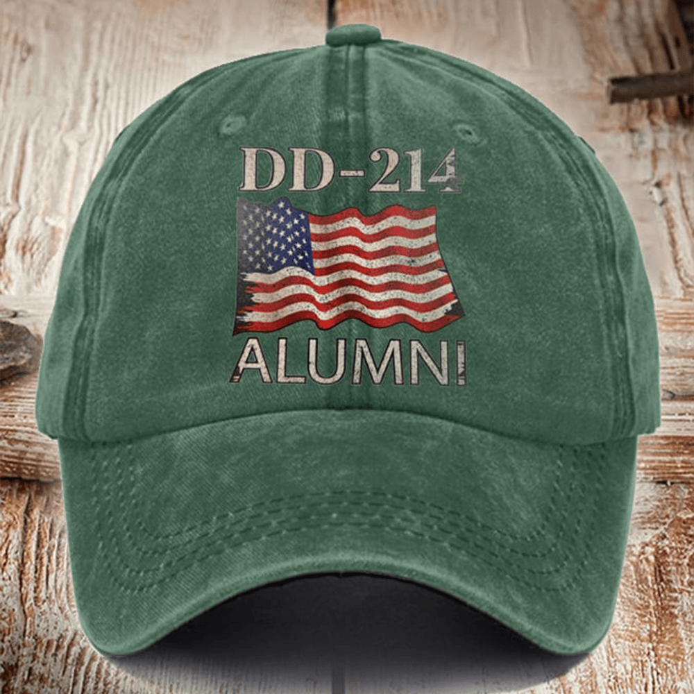 DD 214 Alumni Man Card Hat American Flag Hat Patriotic Gifts For Veterans
