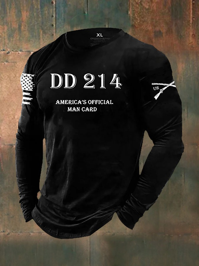 Dd 214 America's Official Man Card Long Sleeve Pride Veterans Clothing Gifts For Dad