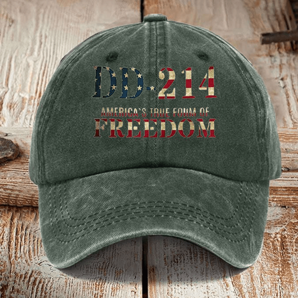 DD 214 America's True Form Of Freedom Hat American Flag Letters Cap Patriotic Gifts