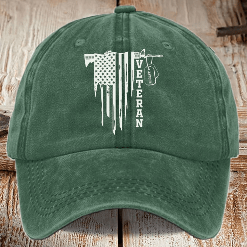 DD 214 Official Man Card Hat American Flag And Gun Pattern Gifts For Patriotic Veterans