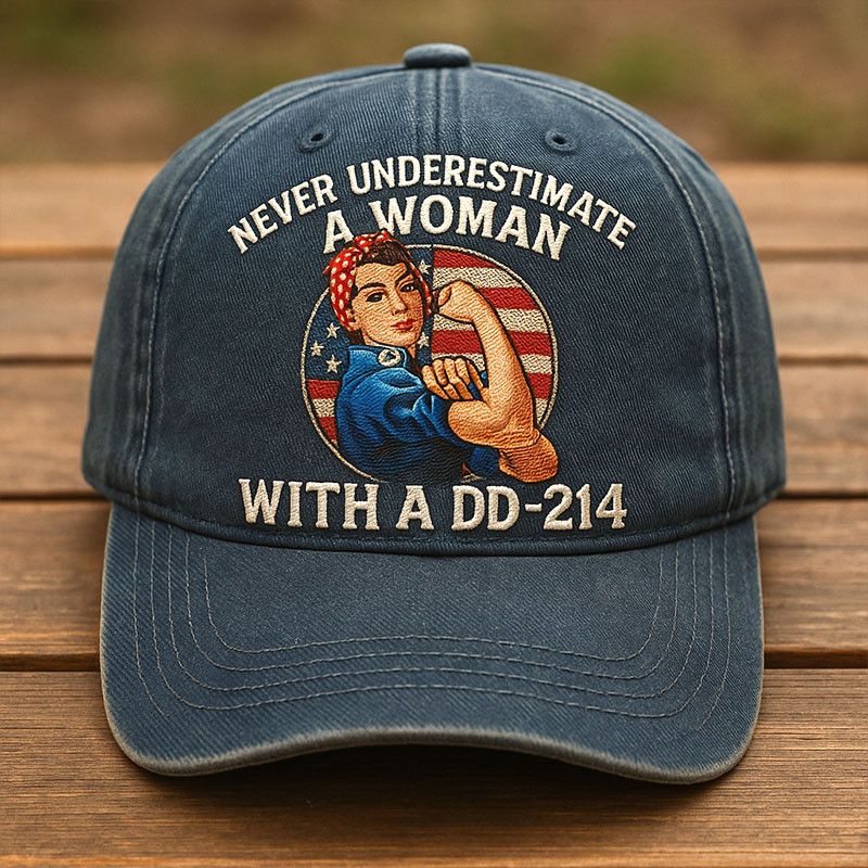 DD 214 Veteran Hat Never Underestimate A Woman DD214 Cap Veteran Wife Gifts