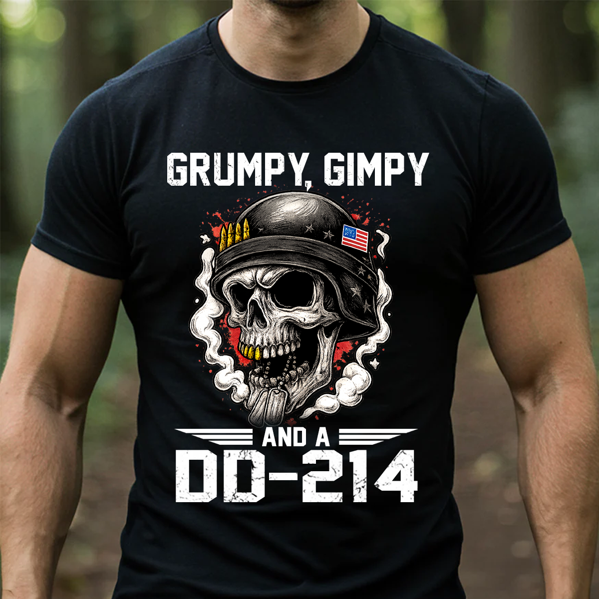 DD-214 Veteran Humor Shirt Skull Military Tee Patriotic Gift for Veterans
