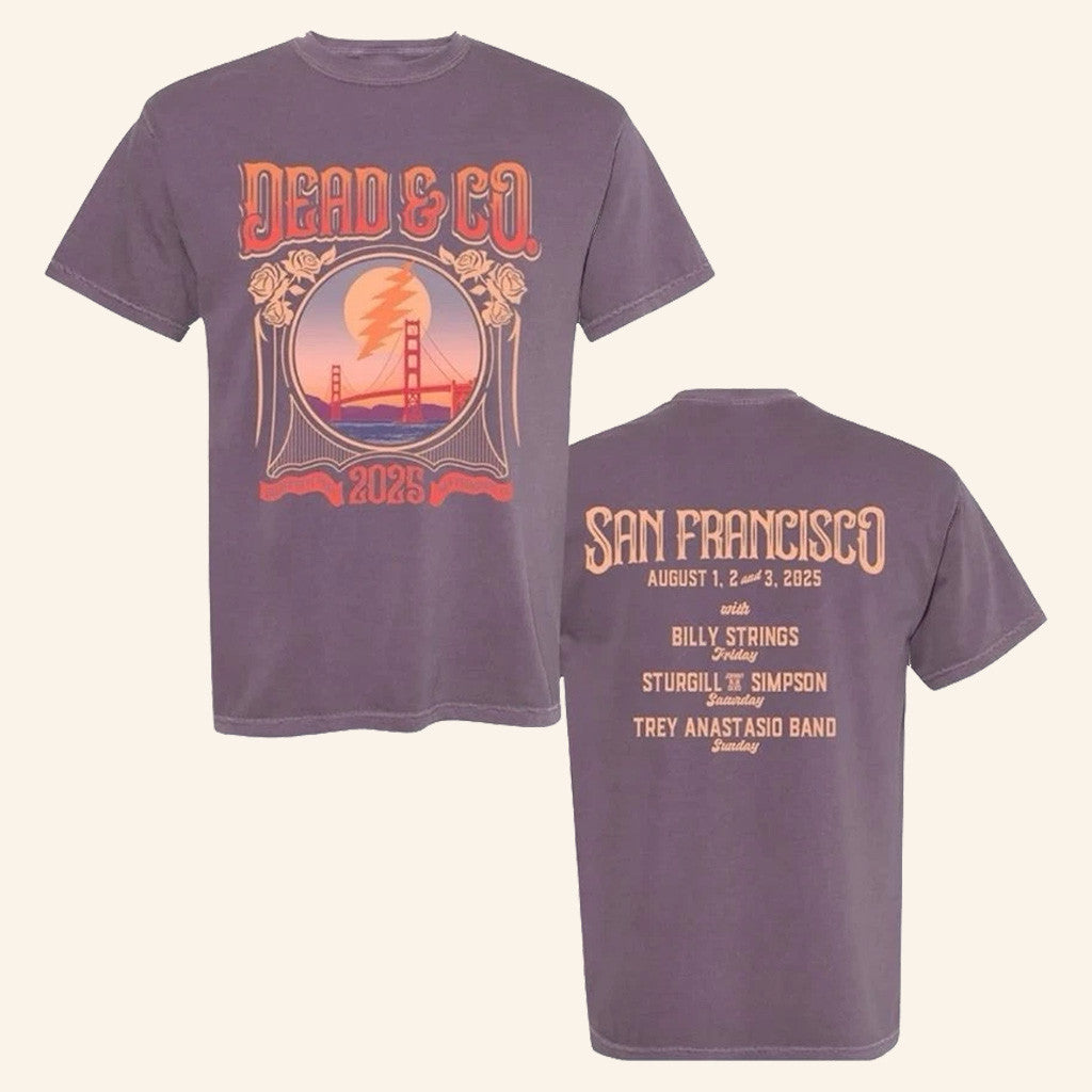 Dead And Co 60Th Anniversary Merch Purple Sf Bridge Shirt Gifts For Him Dead And Co 60Th Anniversary Merch Purple Sf Bridge Shirt Gifts For Him