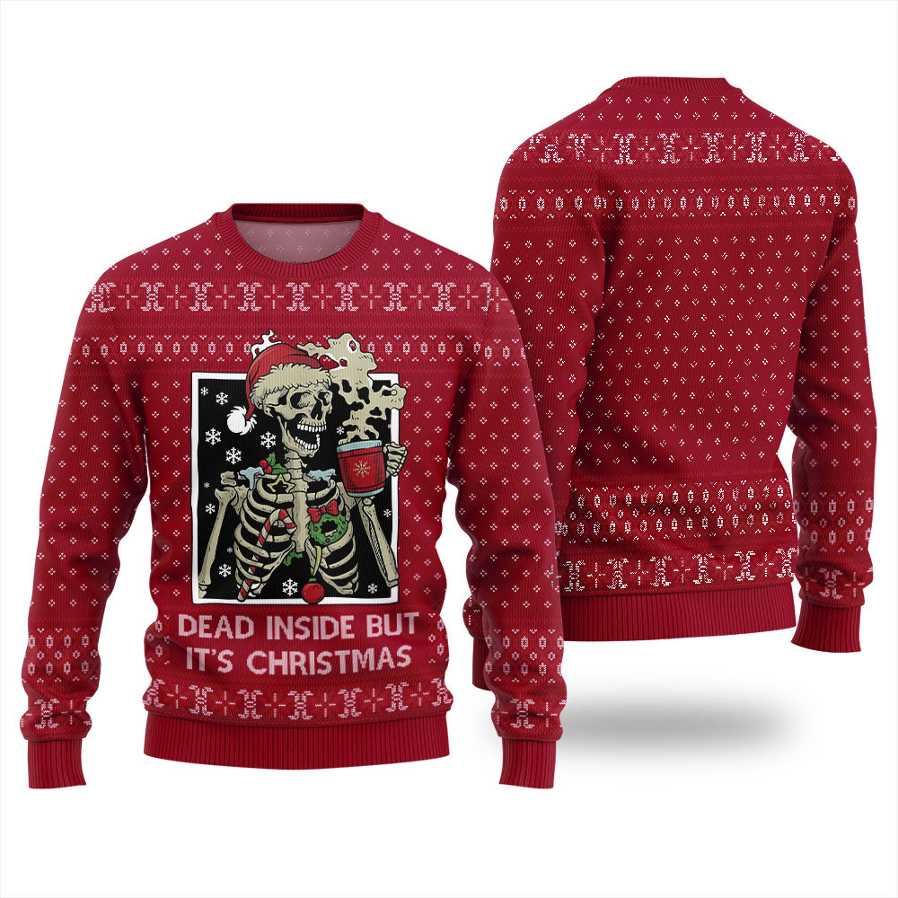 Dead Inside But Its Christmas Ugly Sweater Seasonal Gift Merch for Cozy Christmas Vibes