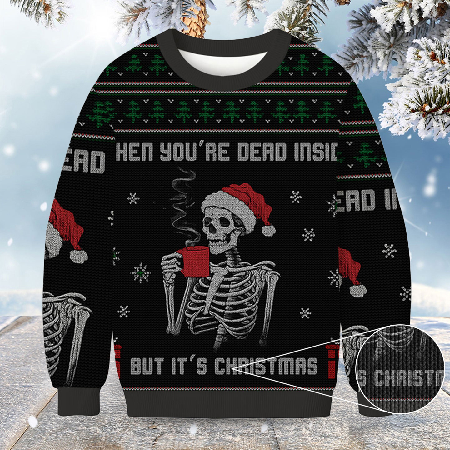 Dead Inside Festive Outside Christmas Ugly Sweater Dark Humor Christmas Sweaters