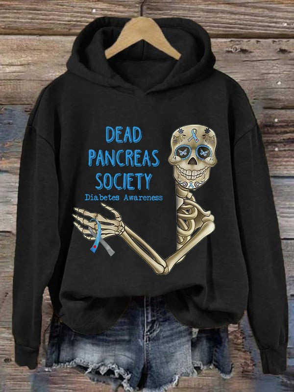 Dead Pancreas Society Diabetes Awareness Hoodie Skeleton Dead Pancreas Society Hoodie