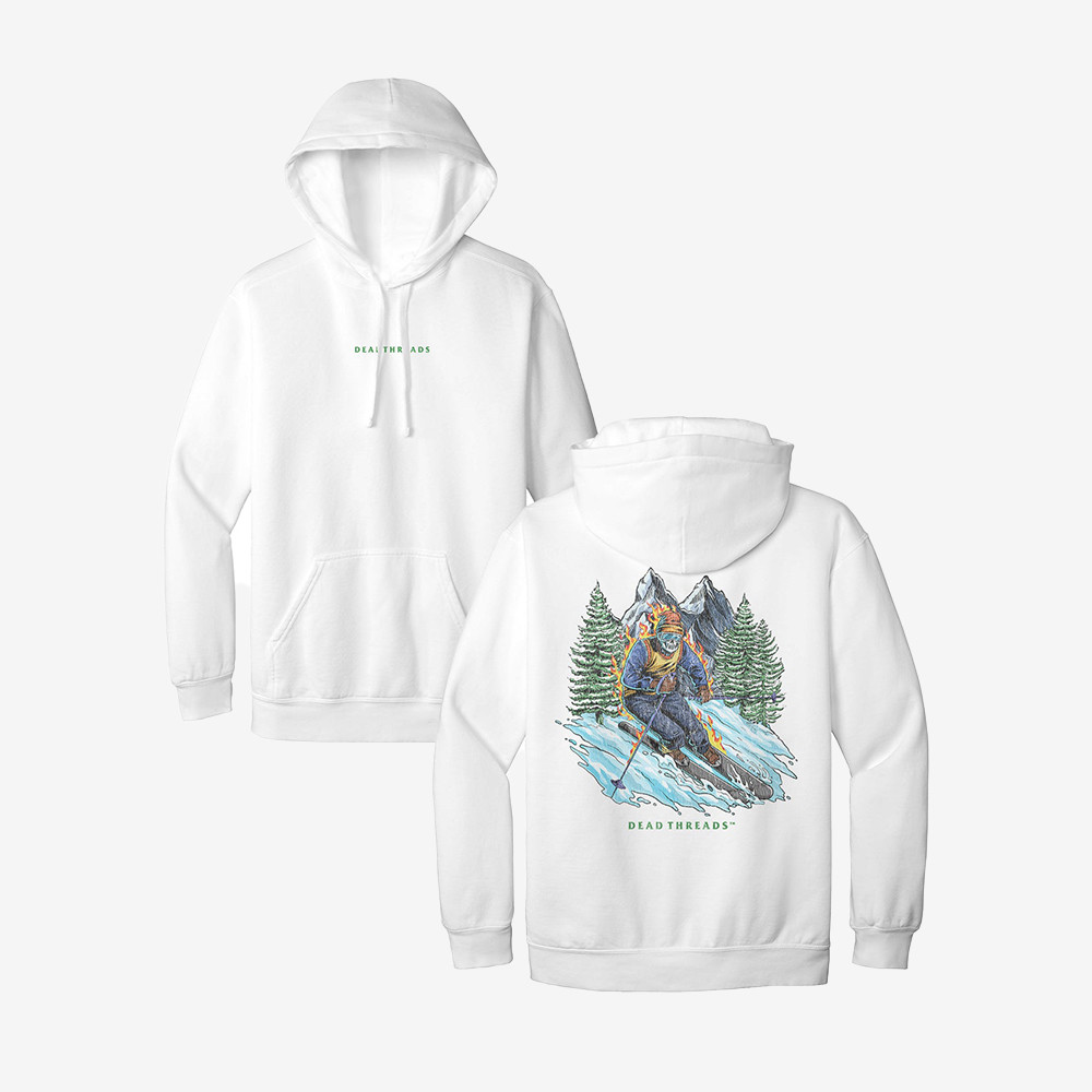 Dead Threads Merch Skeleton Skiing Hoodie Sport Themed Cool Gifts For Ski Lovers