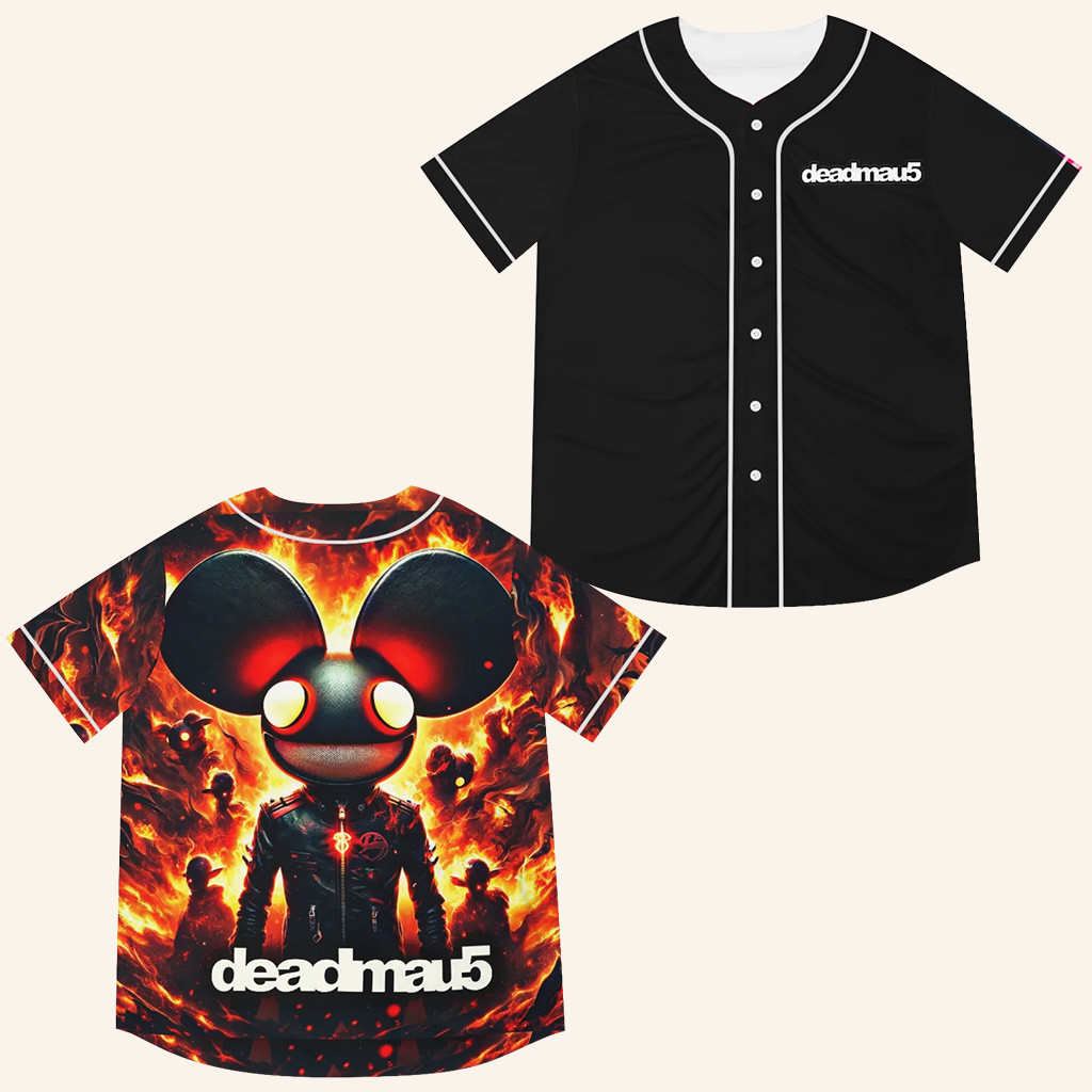 DeadMau5 Merch DeadMau5 Fire Baseball Jersey Music Lover Gifts For Him